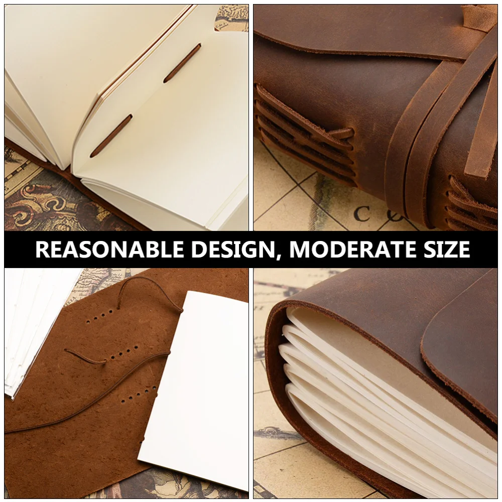 

1pc Vintage Leather Notebook Delicate Business Notebook Rope Notepad