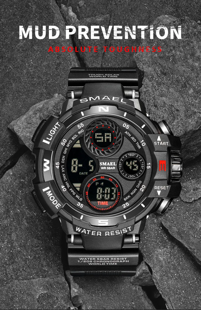

Men's Watches SMAEL Waterproof Watch Outdoor Sports Clock For Male Stopwatch Digital Quartz Wristwatches 8022 reloj hombre Watch