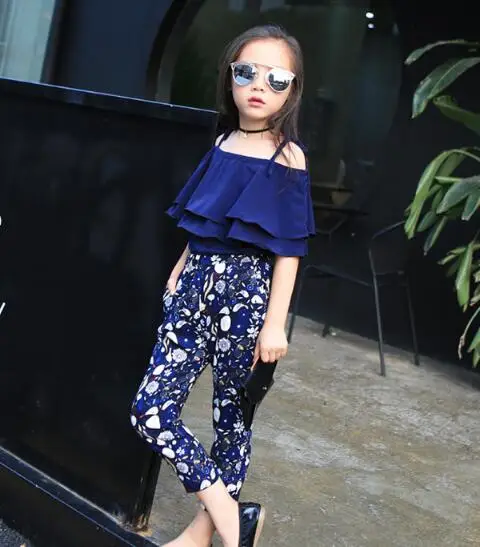 Комплекты одежды для девочек-подростков 2020 новые модные топы и штаны с принтом