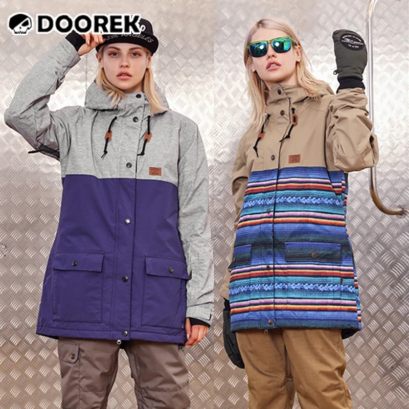 Женский однобортный лыжный костюм Doorek теплая водонепроницаемая Лыжная куртка с