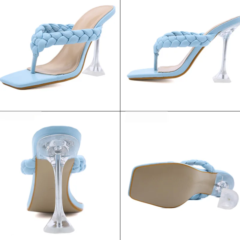 

Women Pumps Summer Fashion Square Heel Sandals Weave Ladies High Heels Woman Outdoor Shoes Lady Slides Shoes For Female Pumps