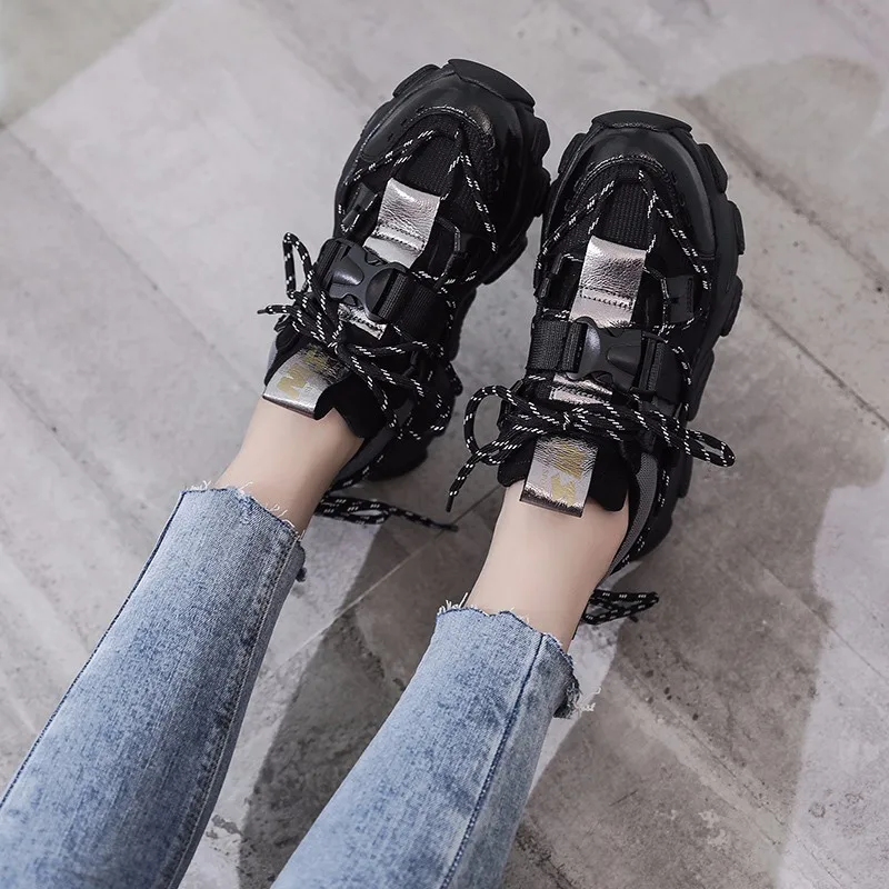 Женская обувь повседневные кроссовки на массивном каблуке Роскошная женская