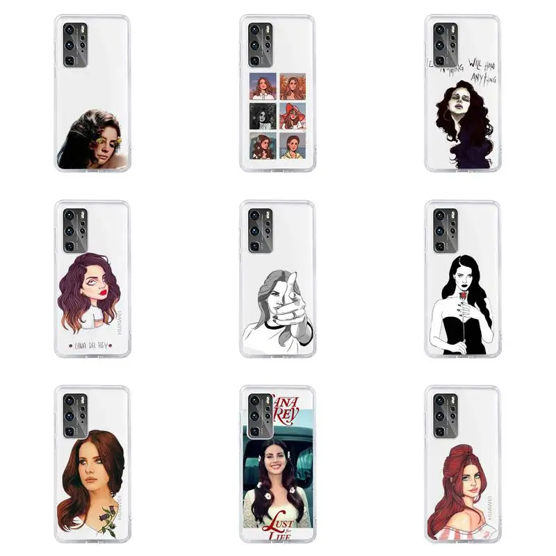 

lana del rey American singer Phone Case For Huawei P40 P30 P20 Mate Honor 10i 30 20 i 10 40 8x 9x Pro Lite Transparent Cover