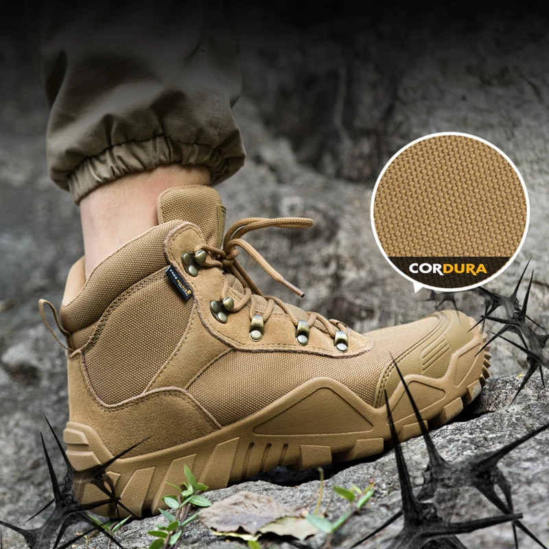 FREE SOLDIER Outdoor waterproof hiking shoes men's hiking tactical boots non-slip Zhongbang autumn and winter wear