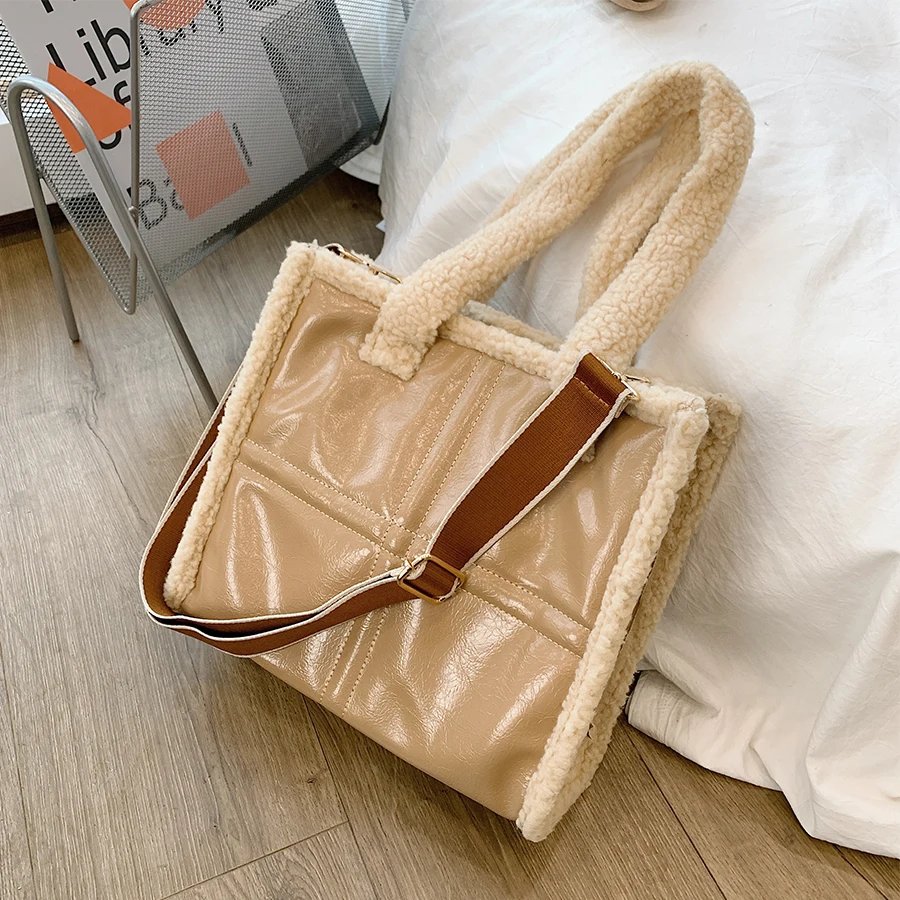 

Fashion PU Leather Shoulder Bag Designer Handbags Winter Warm Crossbody Bags for Women Luxury Trend Soft Hand Bags Women 2021