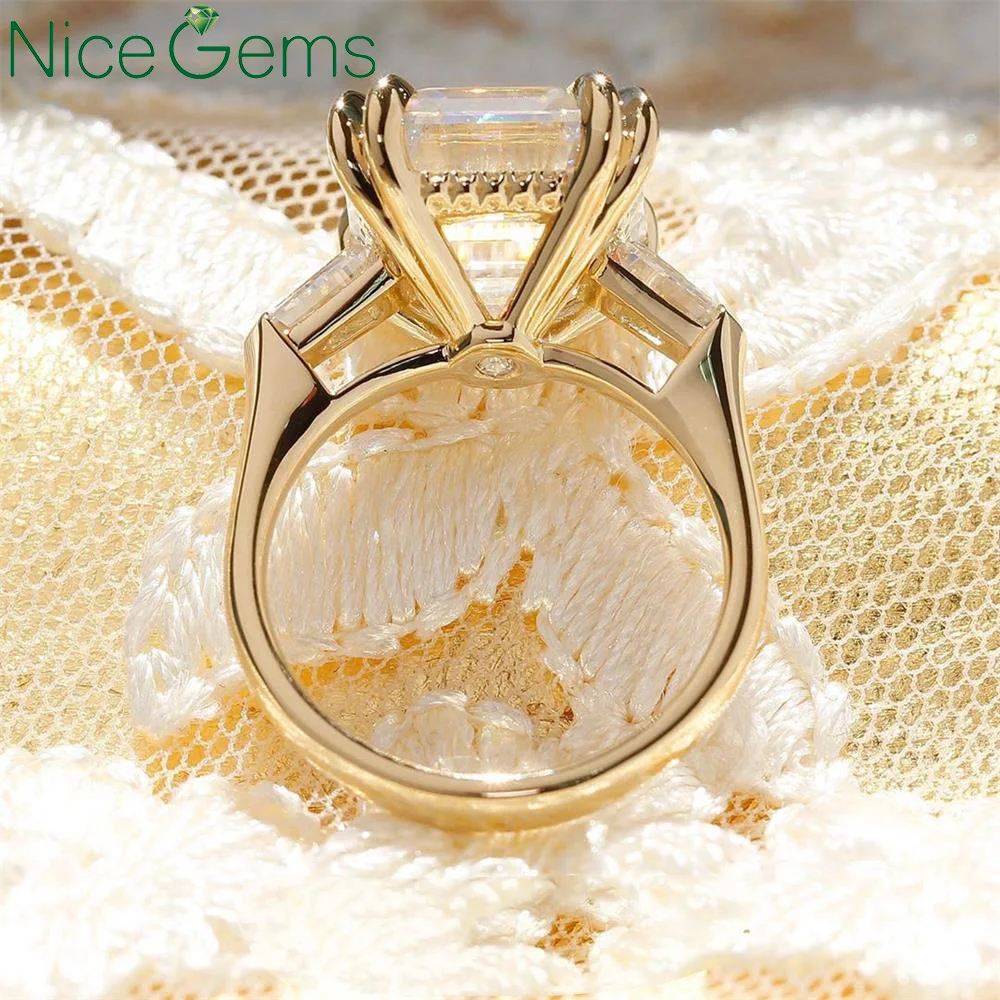 NiceGems 14K кольцо из желтого золота с тремя камнями обручальное муассанит 7CTW DF