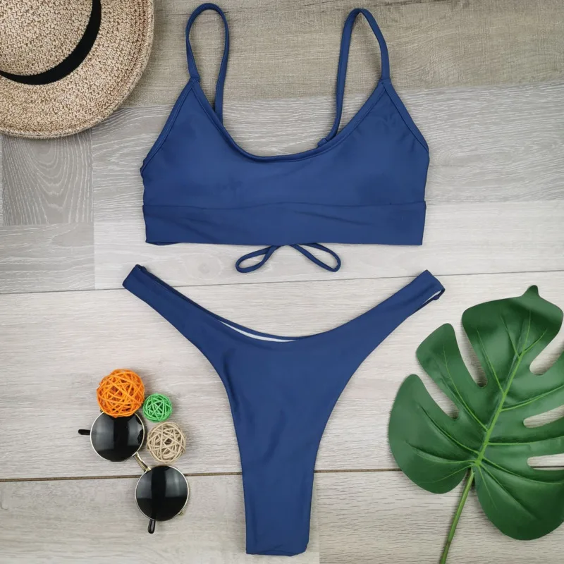 

Solid Color Bikinis With Push Up Swimwear Female Large Swimsuit Swimming Bathing Suit Beach Swim Wear Brazilian Thong Bikini