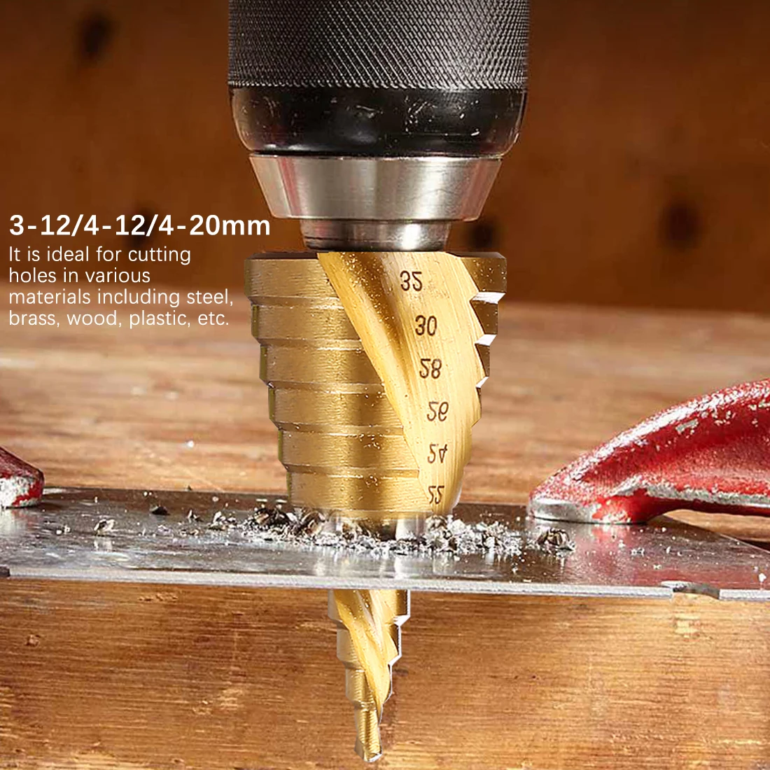 

3pcs HSS Titanium Drill Bit 4-12 4-20 4-32 Drilling Power Tools Metal High Speed Steel Wood Hole Cutter Cone Drill 2021