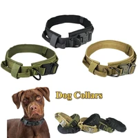 pets dog military tactical collars durable adjustable dogs nylon leash collar with metal buckle outdoor training for large dogs