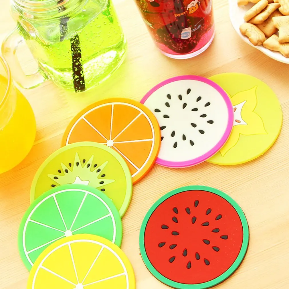 

Colorful jelly fruit shape coaster silicone cup mat Creative non-slip insulation mat coaster