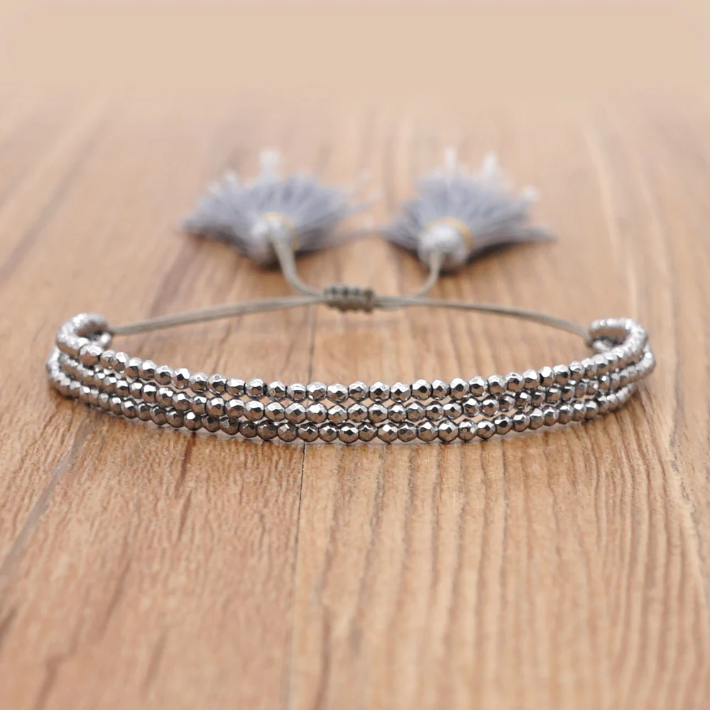 

Go2boho Hematite Stone Bracelets For Women Jewelry Multilayer Beaded Pulsera For Miyuki Adjustable Jewellery Tassel Bracelet