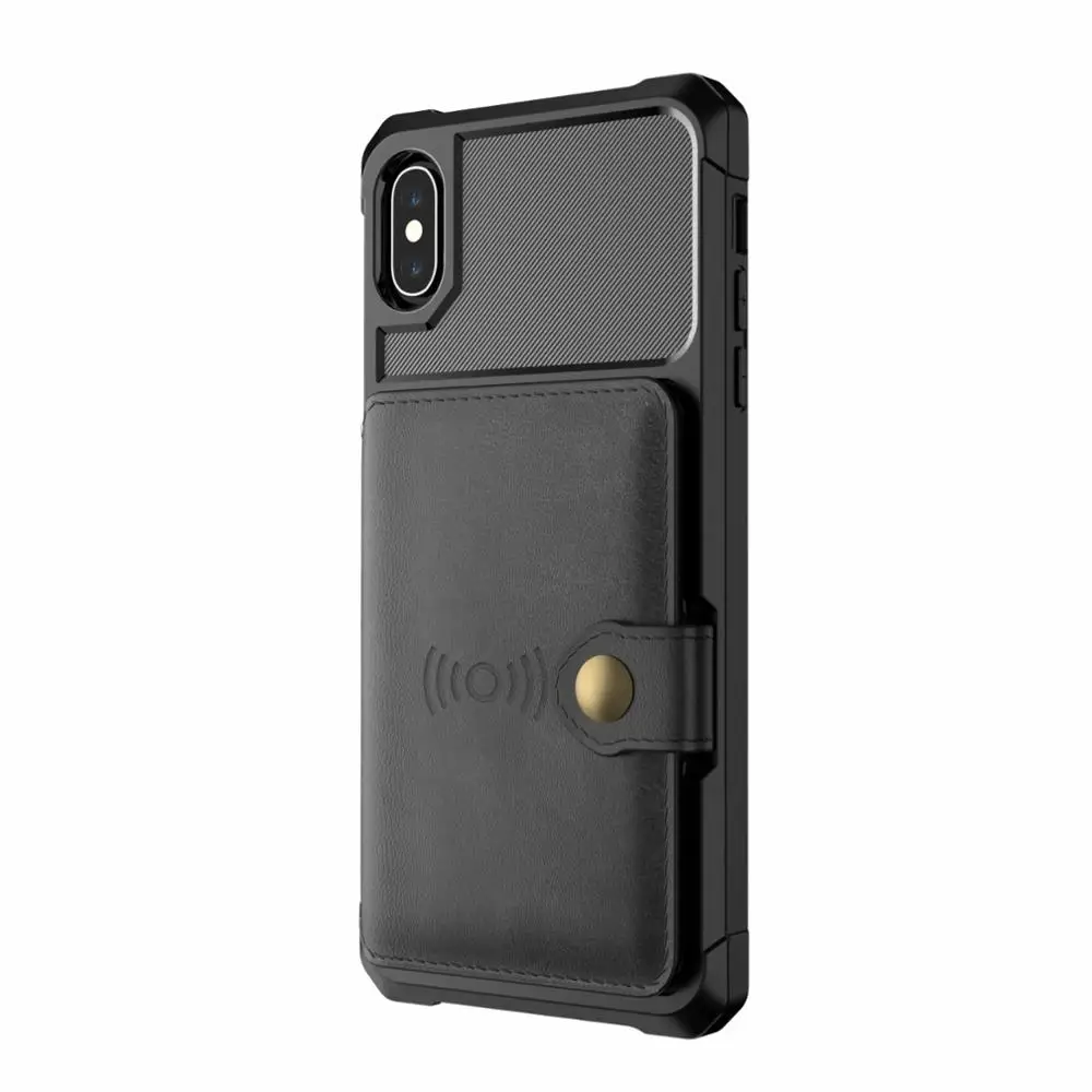 Черный Для Apple iPhone 11 Pro XS Max XR X 6 6s 7 8 Plus кожаный+ Силиконовый противоударный чехол-кошелек с магнитной застежкой для iPhone 11 - Цвет: Черный