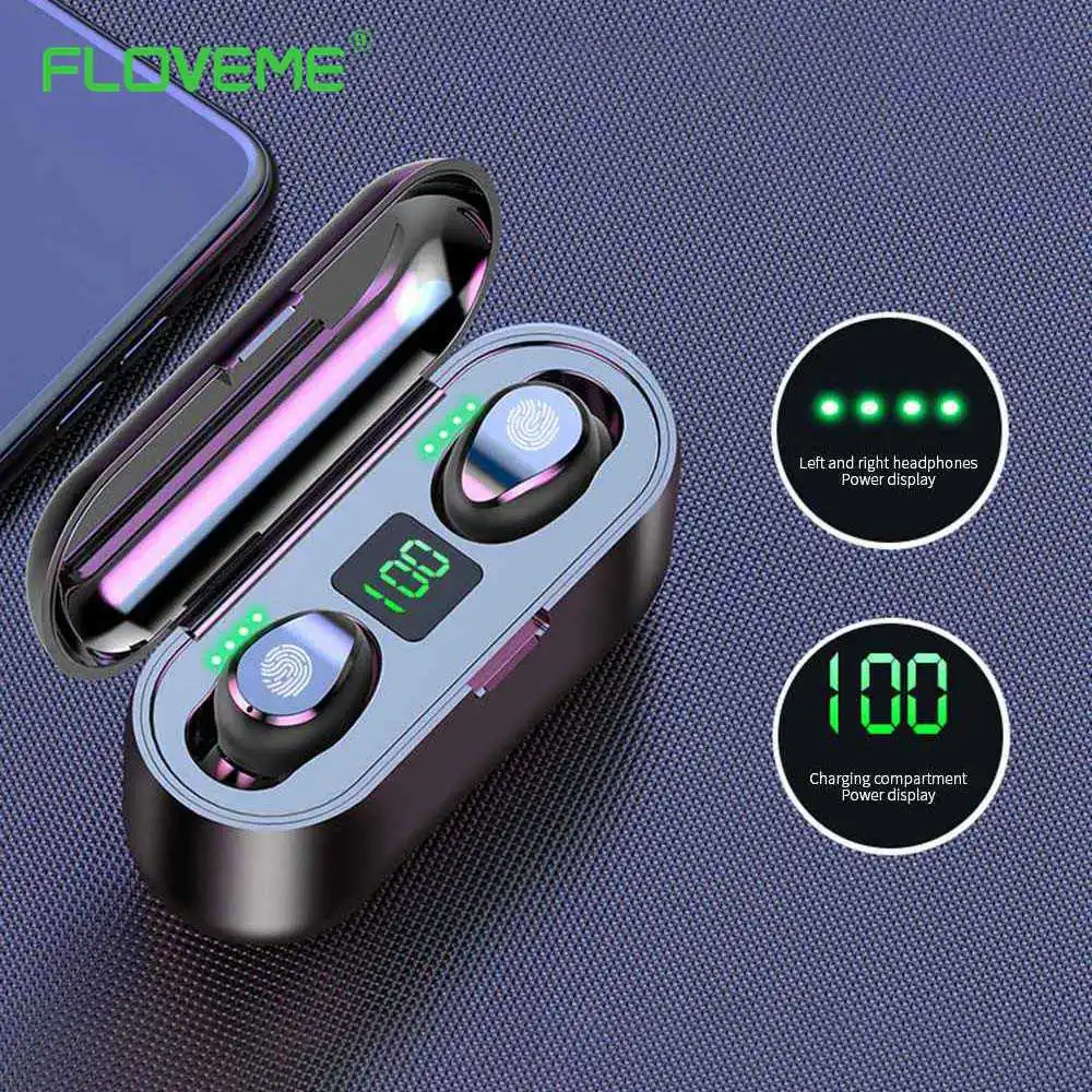 KISSCASE беспроводные Bluetooth наушники со светодиодный дисплеем TWS 2200 мАч сенсорные с