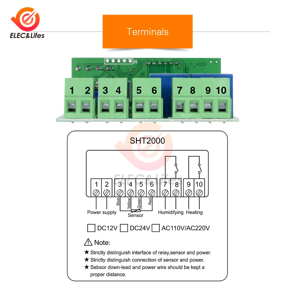 DC 12V 24V AC 110V 220V SHT2000 цифровой термостат Гигрометр Регулятор двойной светодиодный дисплей Температура регулятор влажности переключатель