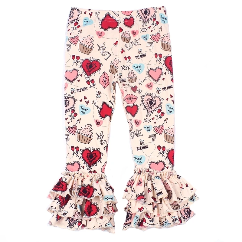 Штаны с оборками для маленьких девочек на День святого Валентина милые розовые
