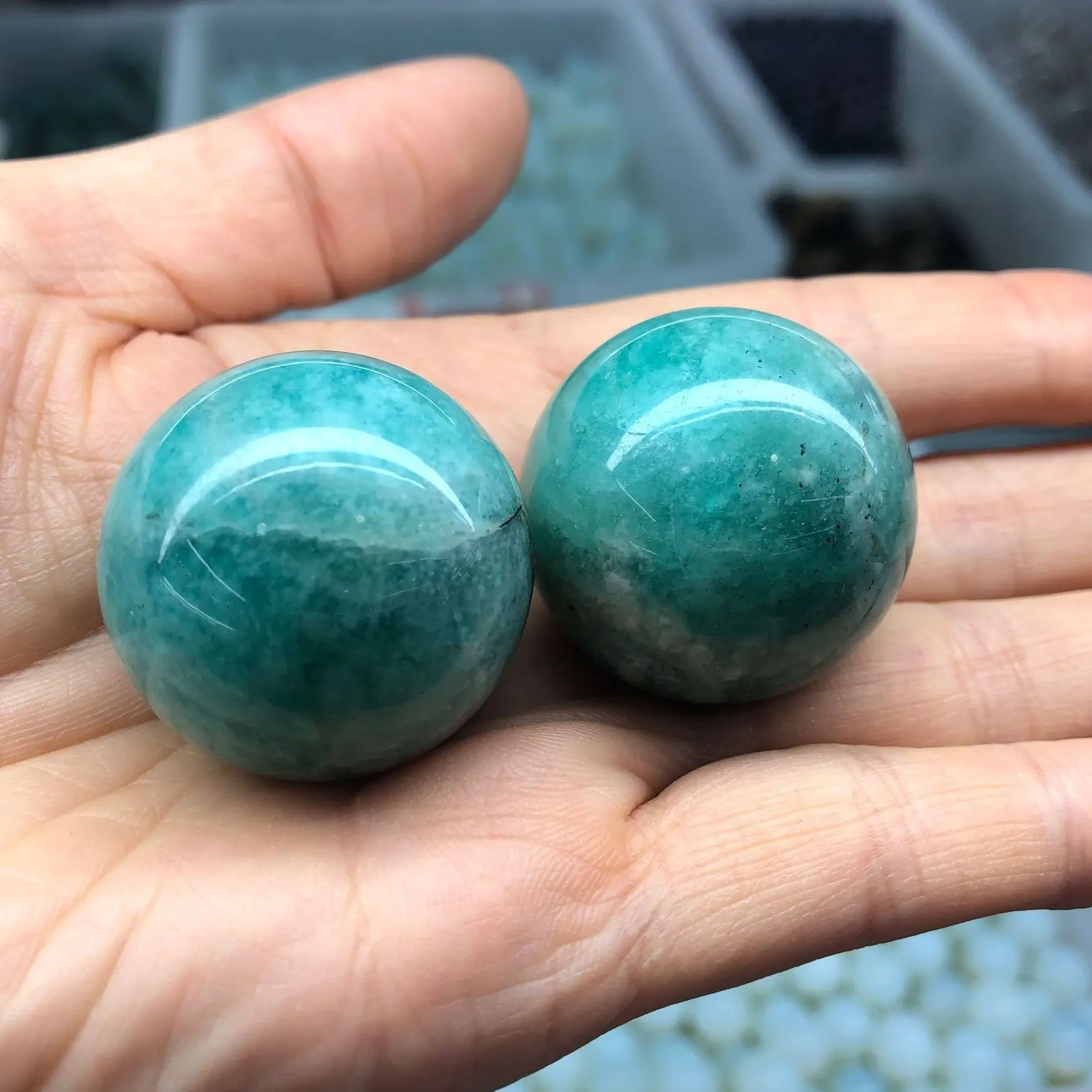 

25-35mm Natural Tianhe Stone Quartz Crystal Ball Mineral Polished Healing