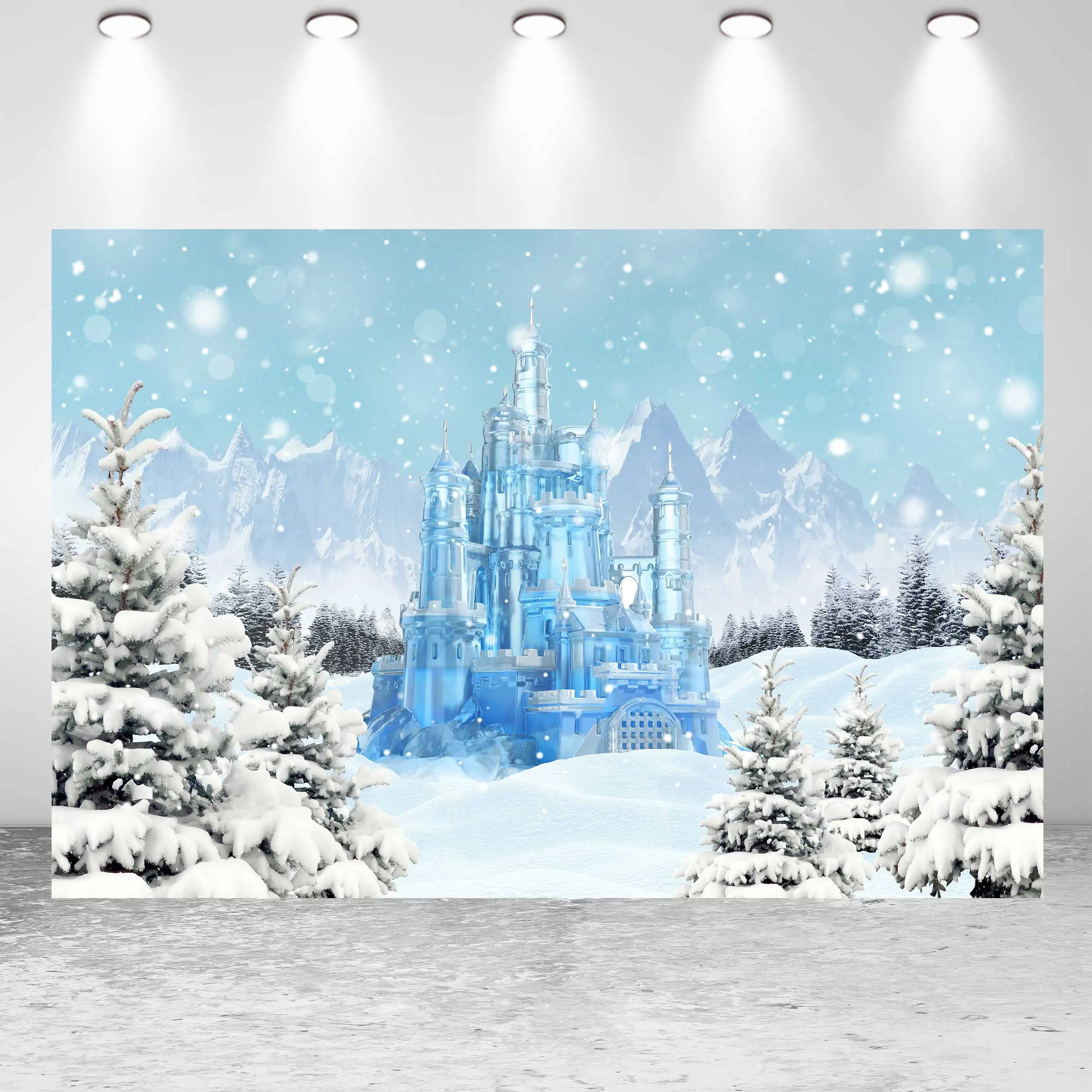 Seekpro Winter Christmas Holiday Frozen World Forest Ice Castle Backdrop Background Child Birthday Art Portrait Photo Studio