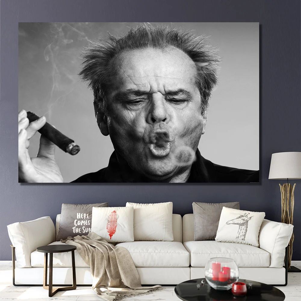 Плакат для сигар Jack Nicholson рисунок на стену черно белая Картина холсте гостиной