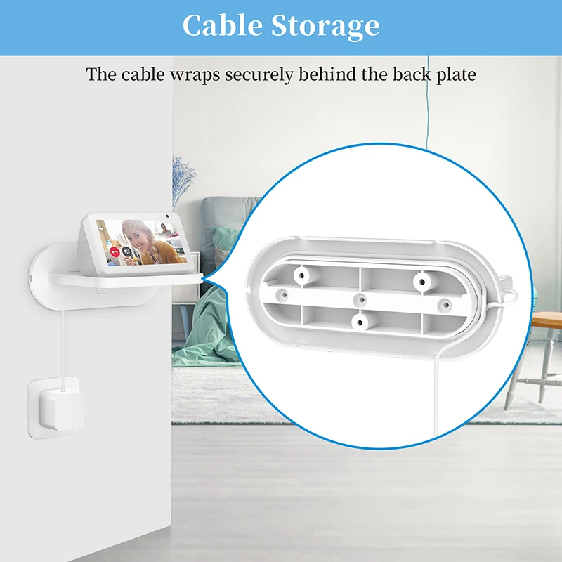 Держатель для настенного крепления PlusAcc для Echo Show 5 (1-го, 2-го и 3-го поколения), полка Anker Soundcore Mini с управлением кабелями.