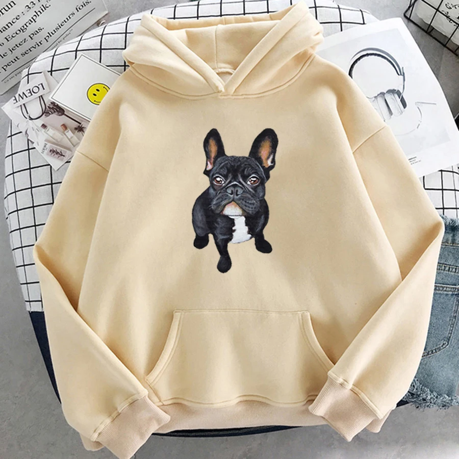 

Женские толстовки, весенне-осенний свитшот с забавным мультяшным принтом собаки, уличная одежда оверсайз, милый пуловер с капюшоном, Повсед...