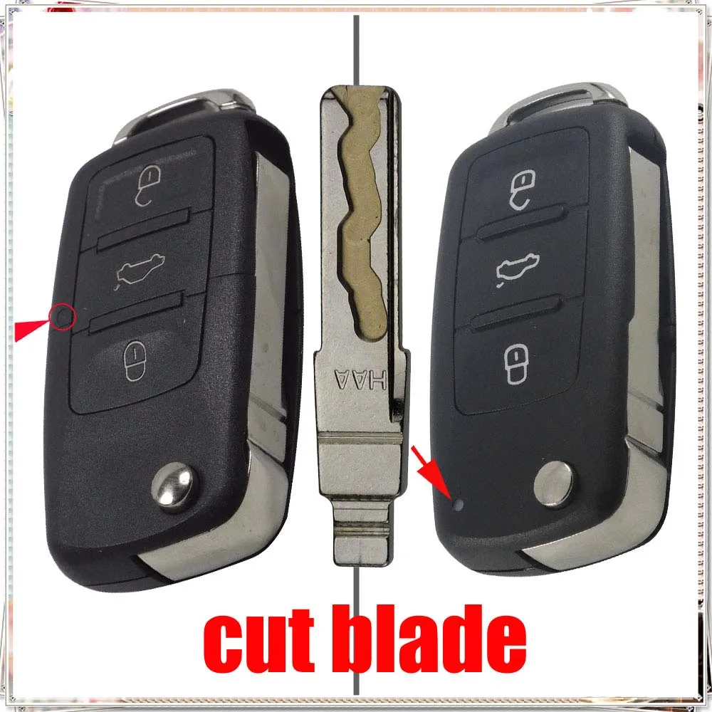 Jingyuqin Cut Blade сервис 3 кнопки флип Брелок дистанционного управления Складной автомобильный чехол для ключей чехол Fob для VW Tiguan брелок для ключей от машины