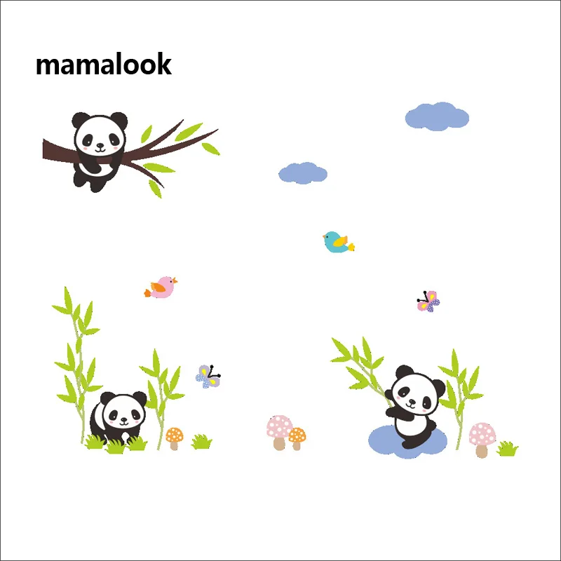 

Cartoon Panda life animal wall stickers for kids baby rooms nursery decoration Mural Art Decals home decor cute sticker