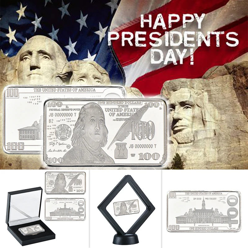 WR Дональд Трамп 100 доллар США Серебряный слиток бар с монетницей Америка вызов