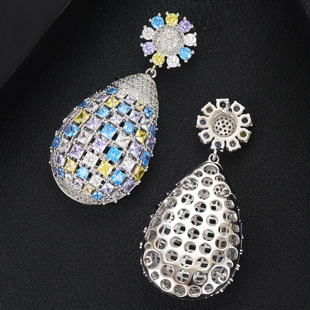 Женские серьги подвески в форме капли с фианитом|Серьги-подвески| |