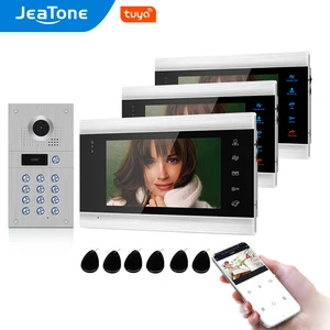 jeatone tuya smart home video door phone 3 monitors 960pahd doorbell access control system code keypadrfid card auto record free global shipping