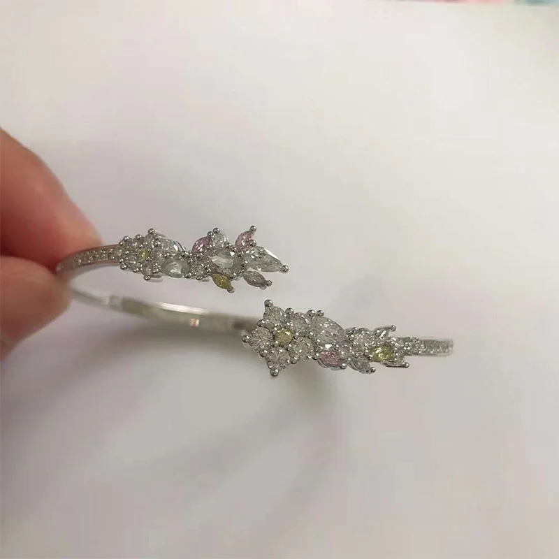 

Fashion Jewelry SWA New Thrilling Feathers. Heart Twist Rows Bracelet Original Crystal Female Trend Romantic Jewelry Gift