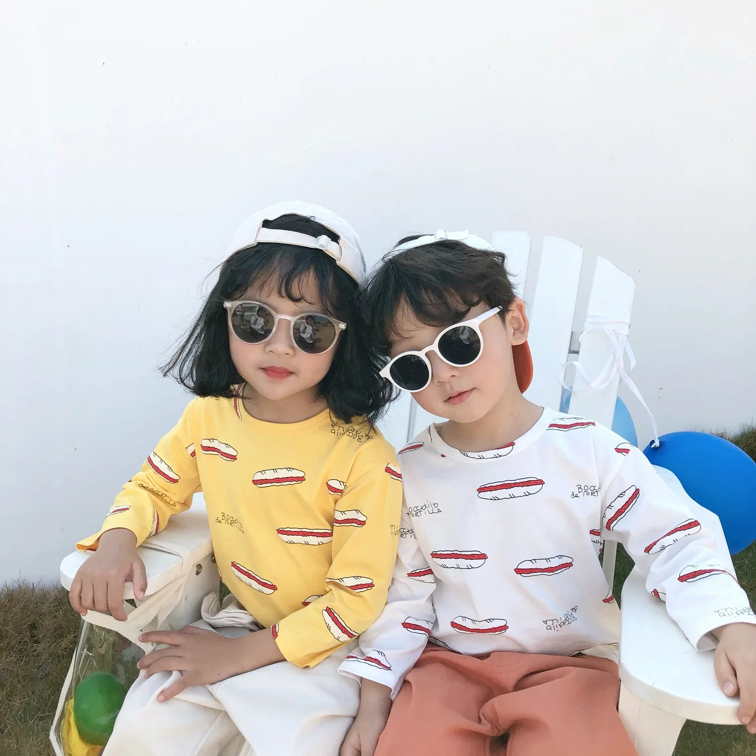 Детские футболки с длинными рукавами и принтом хот дог Весенние милые