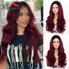 Длинный волнистый красный парик с эффектом омбре Kryssma, светлые синтетические парики, термостойкие Волосы средней длины, натуральные дешевые парики для косплея для женщин