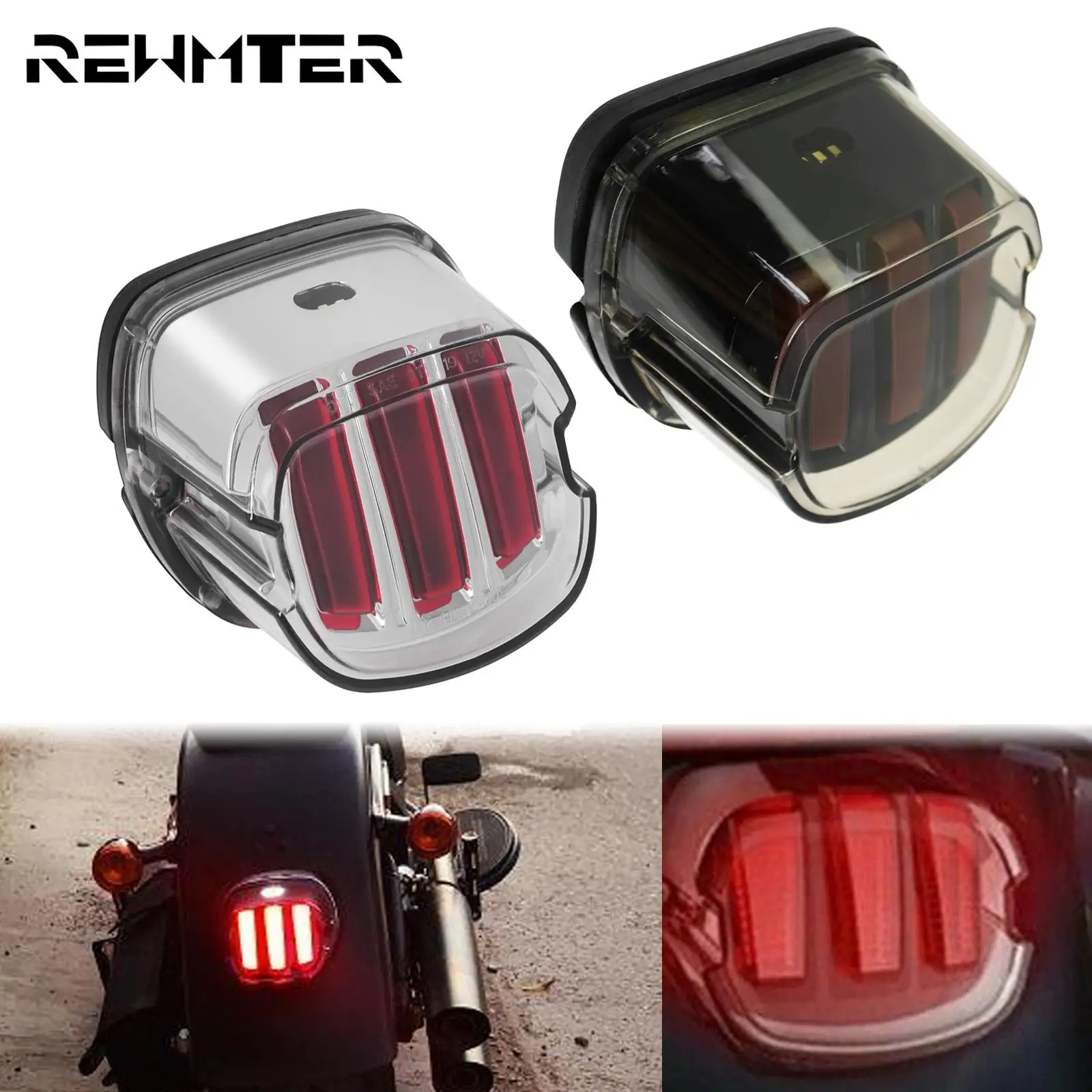 

Motorcycle LED Rear Tail Light Brake License Plate Warning Taillight Smoke Chrome Lens Lamp For Harley Touring Dyna Softail XL