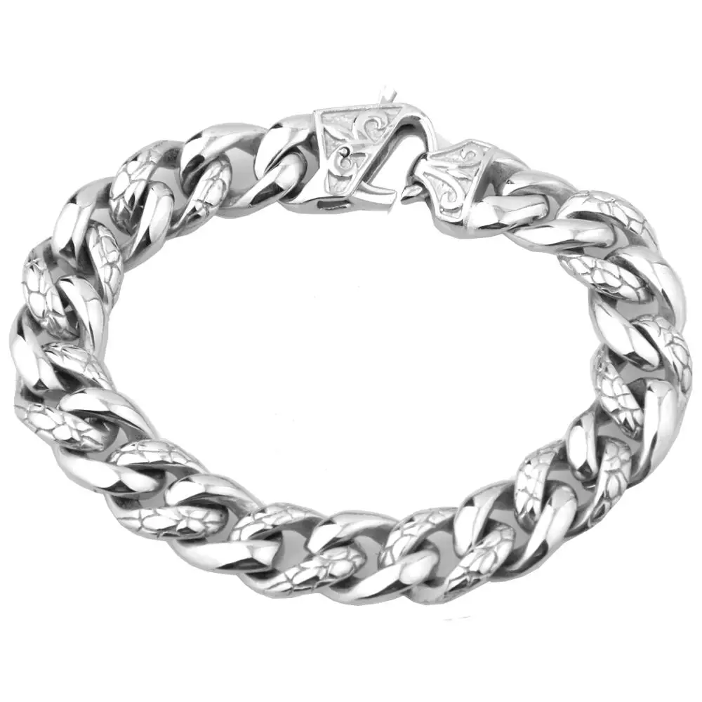 Винтажный шикарный 13 мм Байкерский тяжелый браслет цепочка из нержавеющей стали