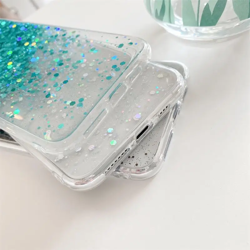 

Shining Glitter Powder Bling Phone Case For iPhone 12 11 Pro XS Max X XR 6 6S 8 7 Plus SE 2020 Clear Soft TPU Shockproof Cover