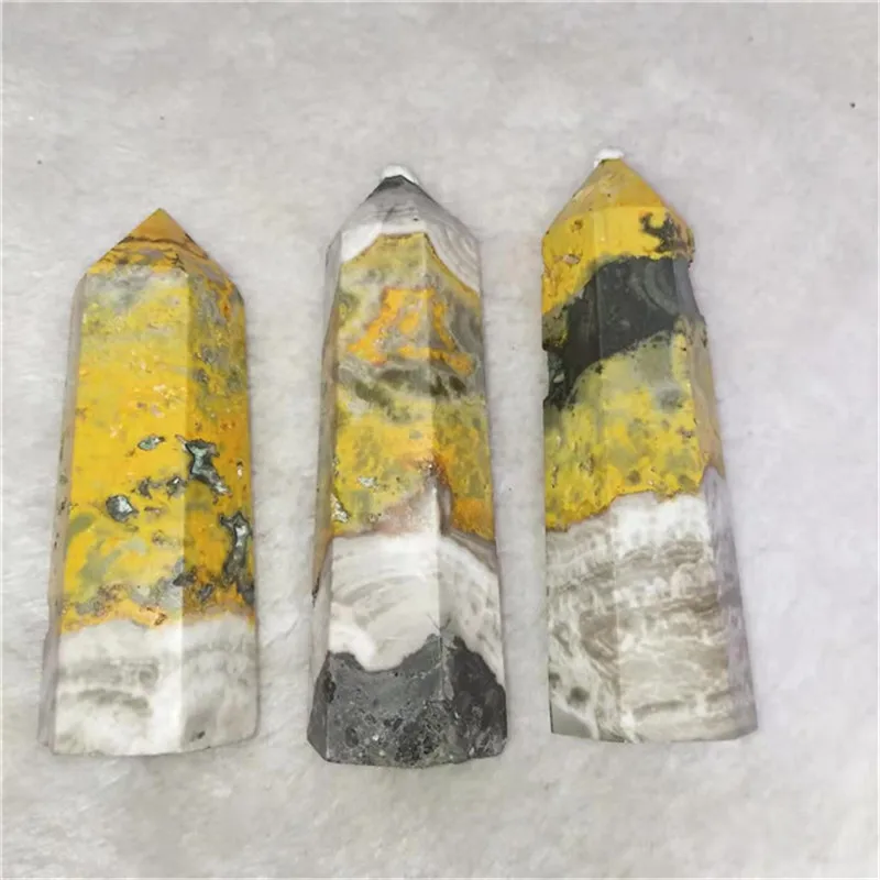 

New Arrivals High Quality Crystals Wand Healing Stones Natural Yellow Bumble Bee Jasper Points For Decoration