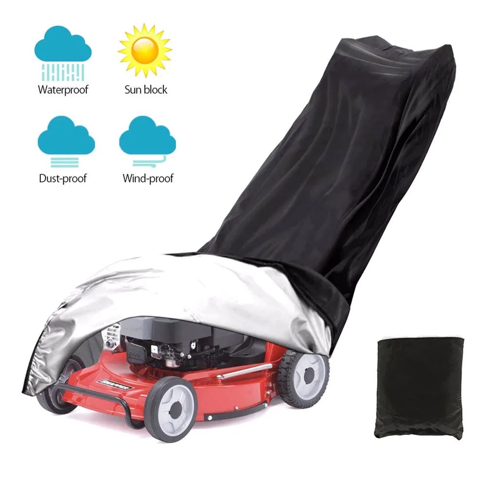 

Outdoor Garden Lawn Mower Cover 76x25x44inch Black 210D Waterproof Oxford Mower Protector With Draw String