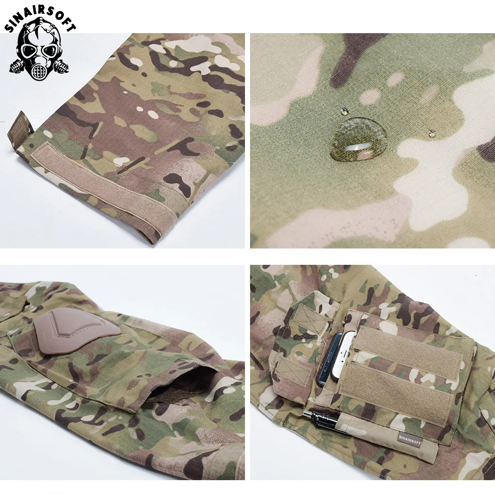 SINAIRSOFT военная форма Мультикам армейская боевая рубашка Униформа тактические брюки с наколенниками Камуфляжный костюм Одежда для охоты
