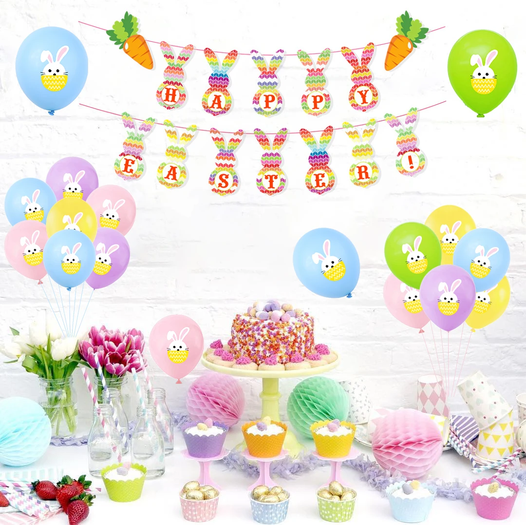 Новинка 10 шт. баннер в виде пасхального кролика красочный шар латексный