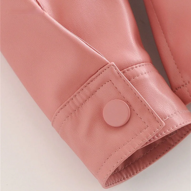 

Women 2021 Fashion With Belt Faux Leather Jacket Coat Vintage Long Sleeve Pockets Female Outerwear Chic Tops