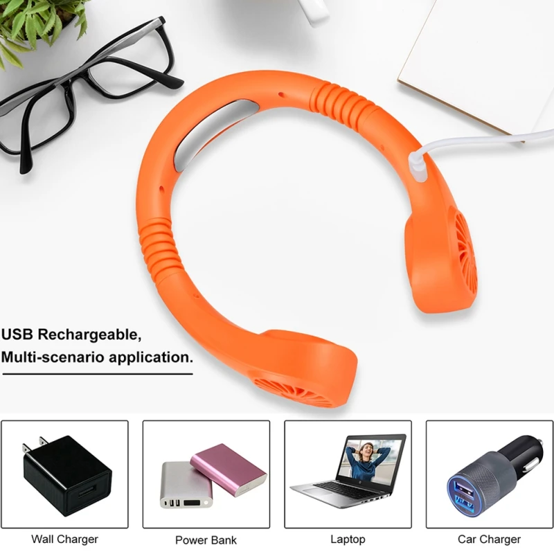 

Portable Mini Neck Fan Bladeless USB Rechargeable Mute Hanging Sports Fans for Outdoor Cooling Neck Cooler