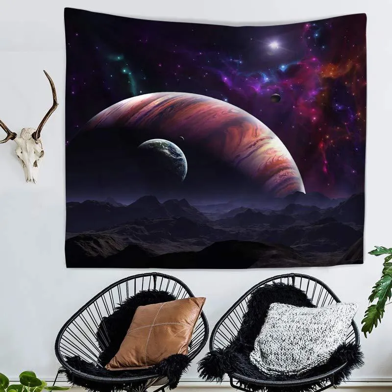 Настенный гобелен с изображением неба вселенной солнца луны и земли пляжное