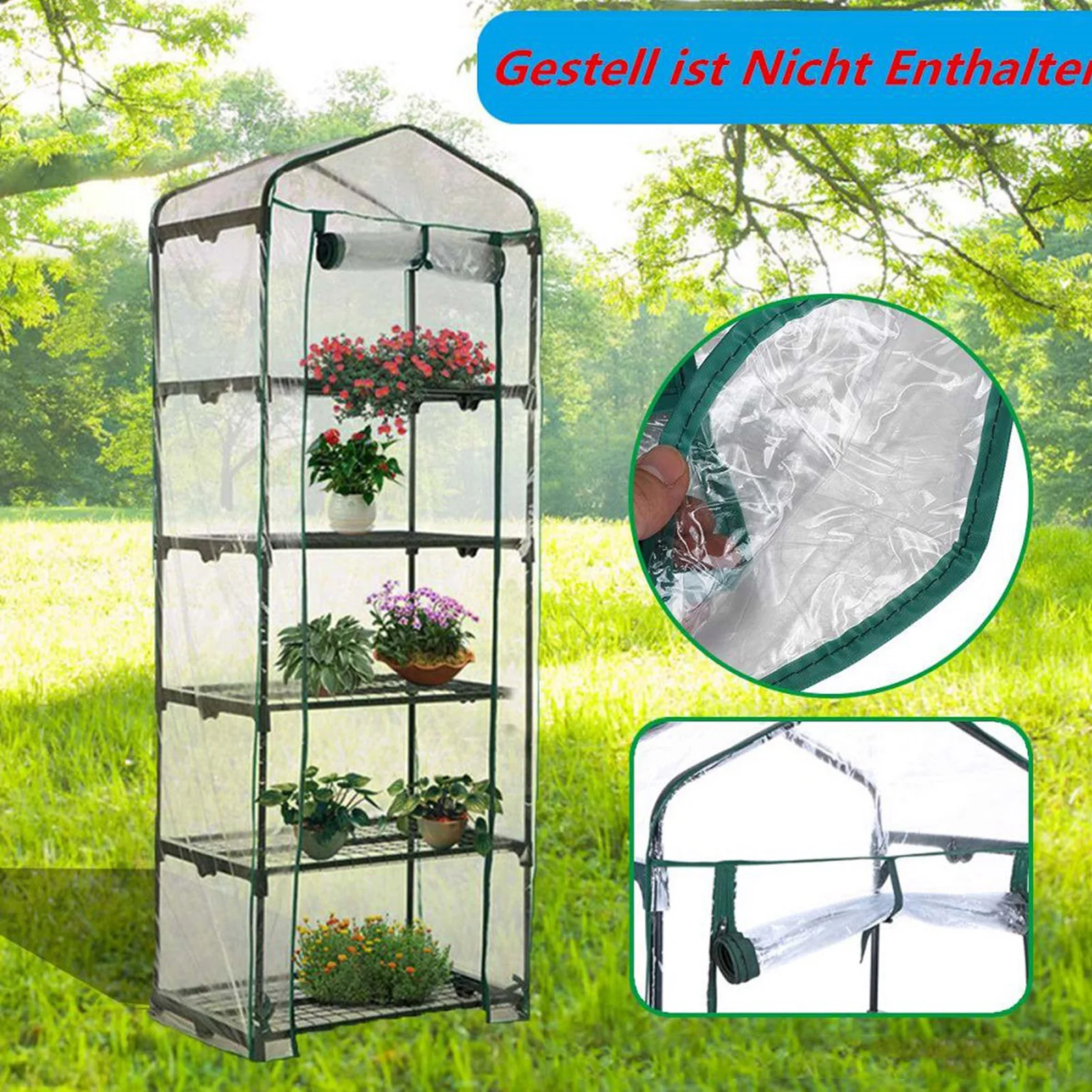 Four Floors Green Household Plant Greenhouse Mini Garden Warm Room PVC Cover Plastic Garden Green House Not Include Shelf