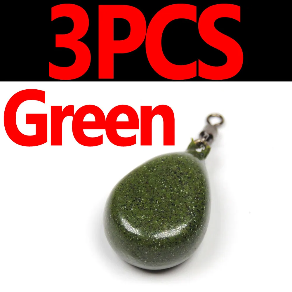 3 PCS Green JIGEECARP 3 шт. для ловли карпа конические плоские грушевидные свинцовые грузила Pebble Вес 58 г/2 унции с имитирующим покрытием свинцовые грузила для рыбалки - Цвет: 3 PCS Green