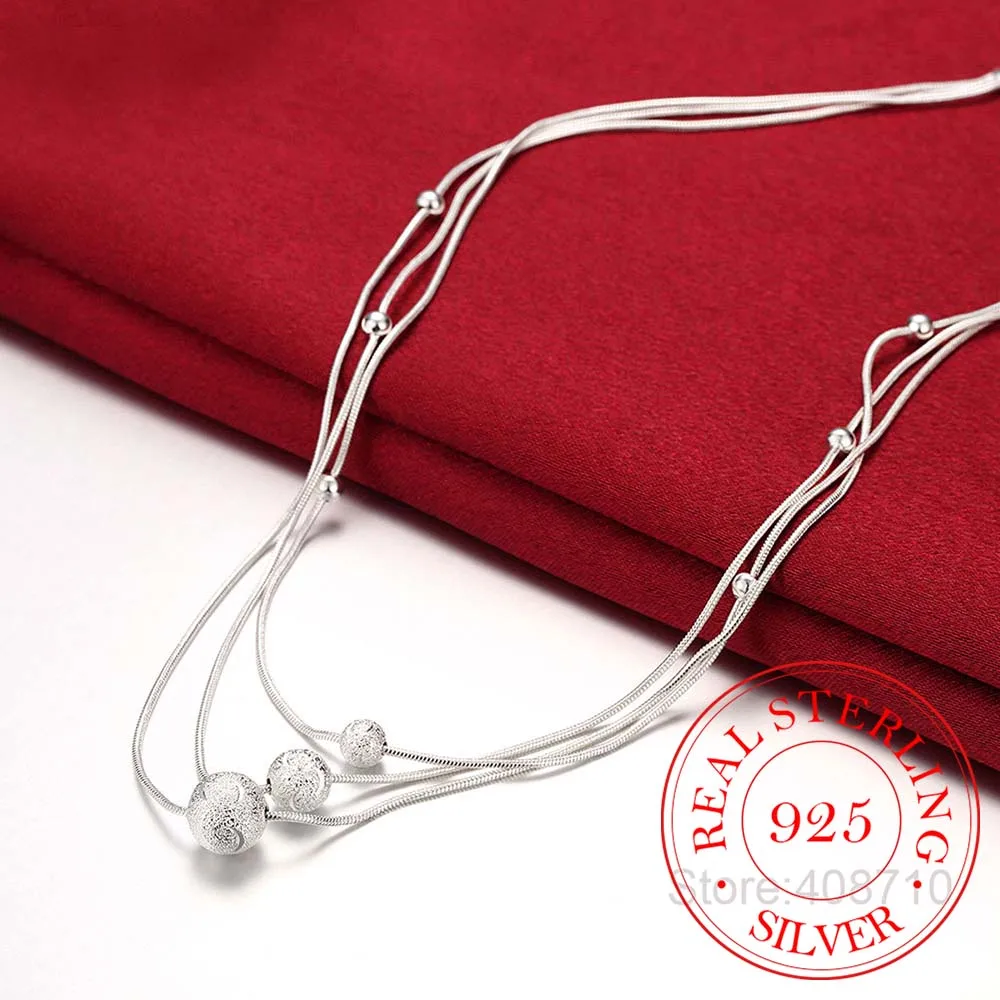 Цепочка из серебра 925 пробы с трехслойной подвеской и бусинами|pendant whistle|pendant