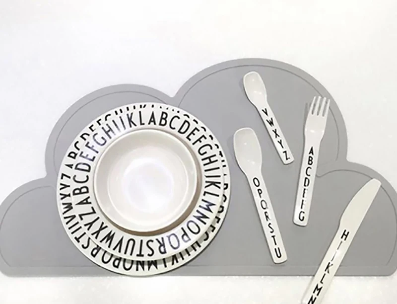 Children's Alphabet Plate Baby Anti-fall Dishes Number Letter Tray Food Supplement Training Triangle Rectangle Tableware 1258