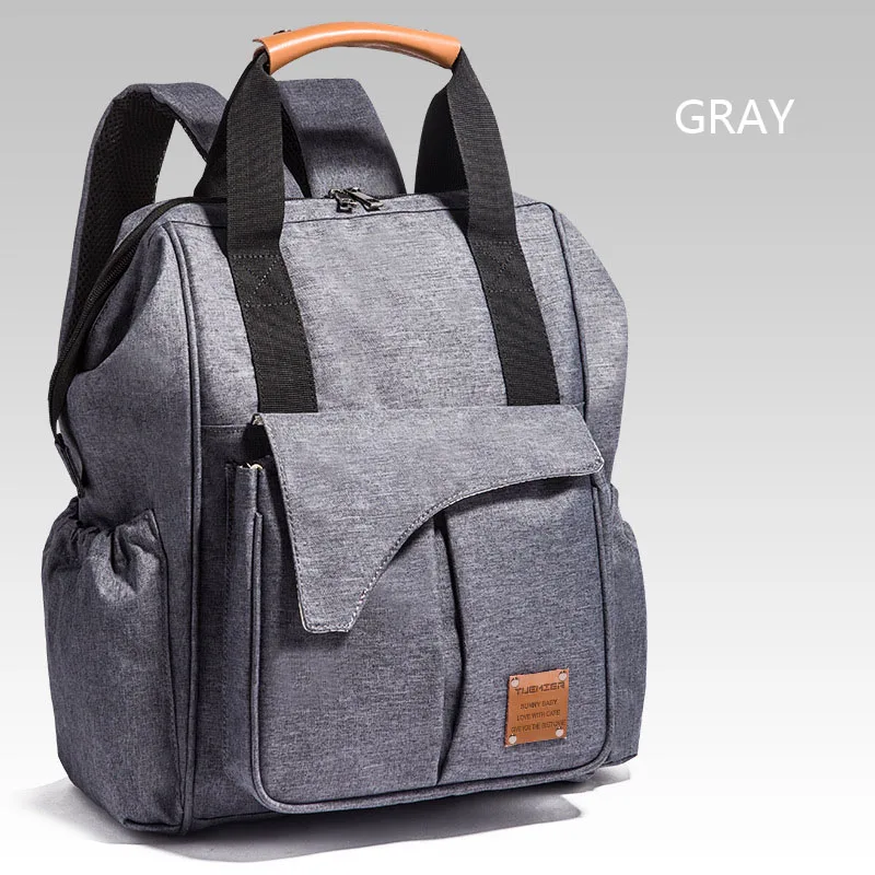 gray diaper bag Сумка для мам и мам, модный дорожный рюкзак для подгузников для мам, многофункциональная водонепроницаемая сумка для детских подгузников для коляски - Цвет: gray diaper bag