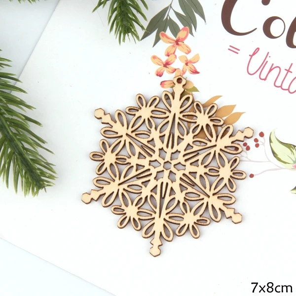 Snowflake 10 шт. DIY натуральный мульти форма Рождественский деревянный чипборд висячие украшения Подвески рождественские украшения детские рождественские подарки - Цвет: Snowflake