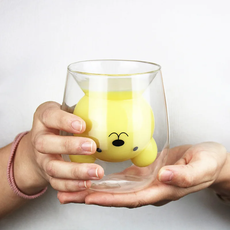 250 мл кружка для кофе с мультяшным животным медведем Милая кошка двойная