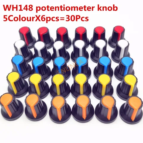 Крышки для потенциометров WH148, 5 цветов, 30 шт